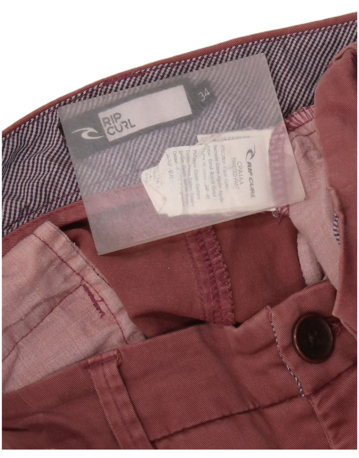Rip Curl Mens Slim Chino Trousers W34 L30 Maroon Cotton