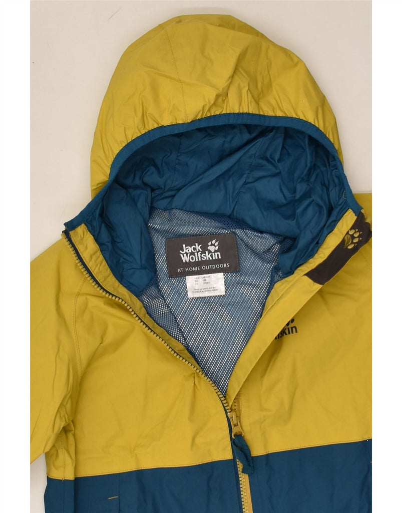 JACK WOLFSKIN Girls Hooded Rain Jacket 7-8 Years Yellow Colourblock | Vintage Jack Wolfskin | Thrift | Second-Hand Jack Wolfskin | Used Clothing | Messina Hembry 