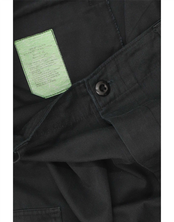 Vintage Mens Tapered Cargo Trousers XL W40 L27 Black Polyester