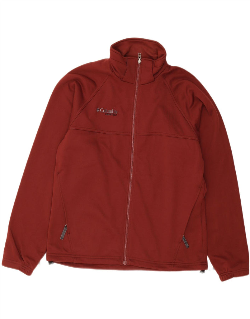 COLUMBIA Mens Tracksuit Top Jacket Medium Maroon Polyester Vintage Columbia and Second-Hand Columbia from Messina Hembry 