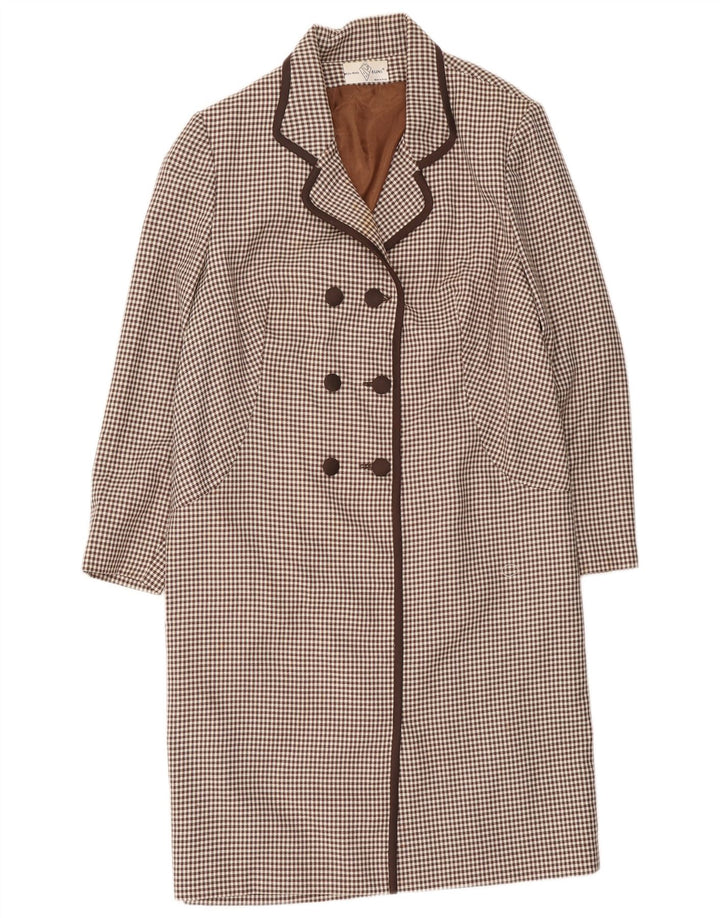 Alta Moda Womens Double Breasted Coat UK 8 Small Brown Houndstooth