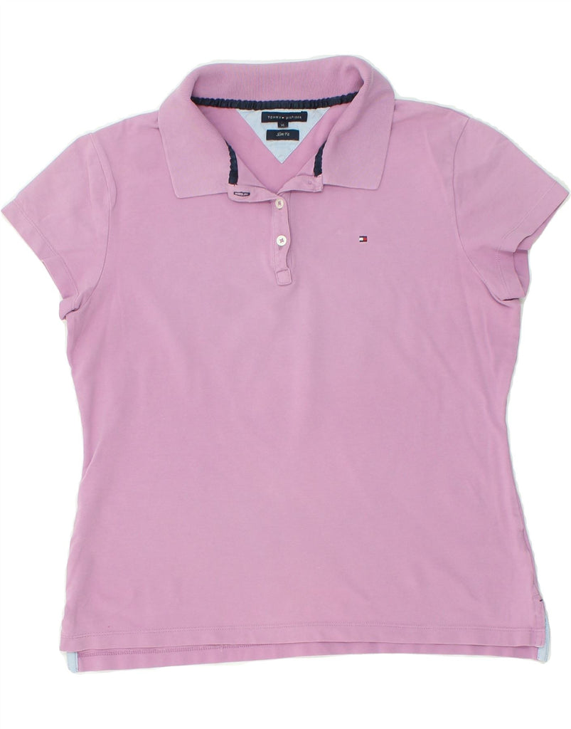 TOMMY HILFIGER Womens Slim Fit Polo Shirt UK 18 XL Pink | Vintage Tommy Hilfiger | Thrift | Second-Hand Tommy Hilfiger | Used Clothing | Messina Hembry 