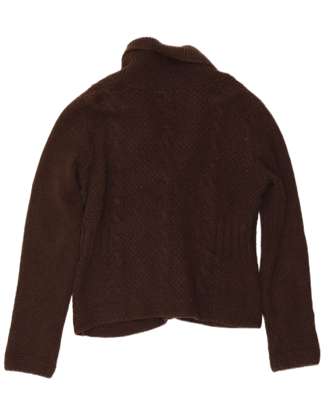 Eddie Bauer Womens Cardigan Sweater UK 12 Medium Brown Flecked Cotton