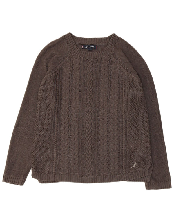 Kangol Womens Boat Neck Jumper Sweater UK 10 Small Grey Acrylic