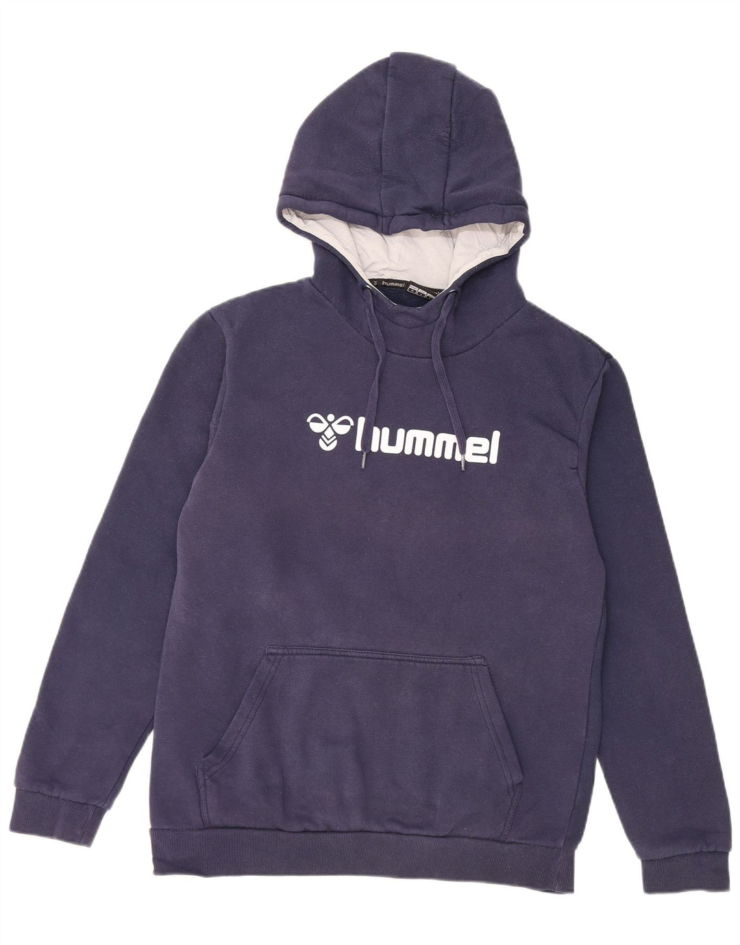 Hummel Mens Graphic Hoodie Jumper Medium Navy Blue Cotton