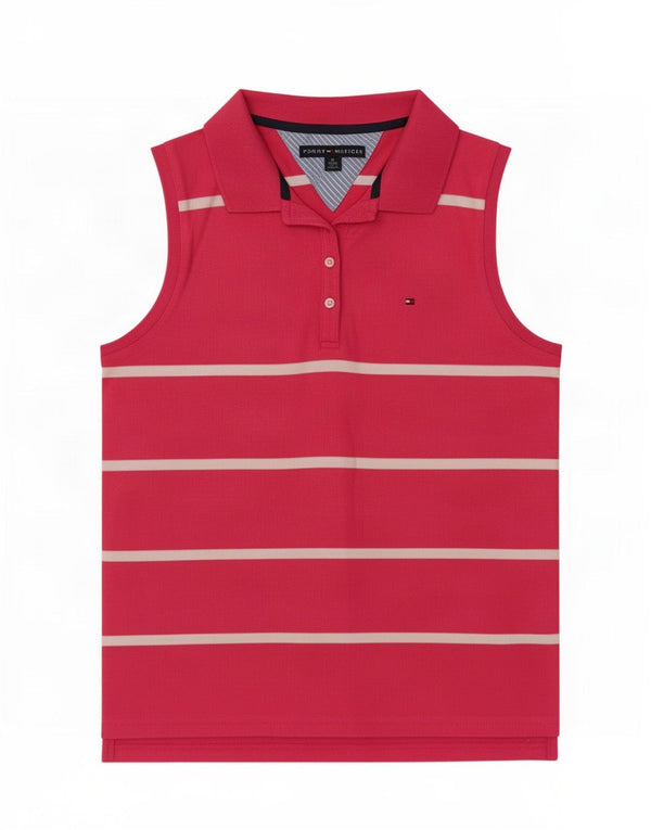 Tommy Hilfiger Womens Sleeveless Polo Shirt UK 18 XL Pink Striped