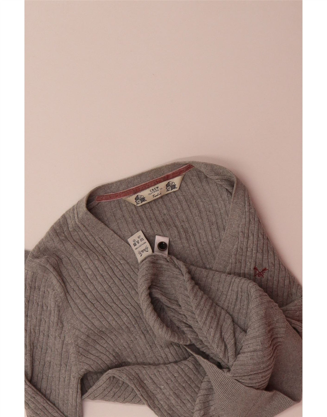 CREW CLOTHING Womens Cardigan Sweater UK 12 Medium Grey Cotton Vintage Crew Clothing and Second-Hand Crew Clothing from Messina Hembry 