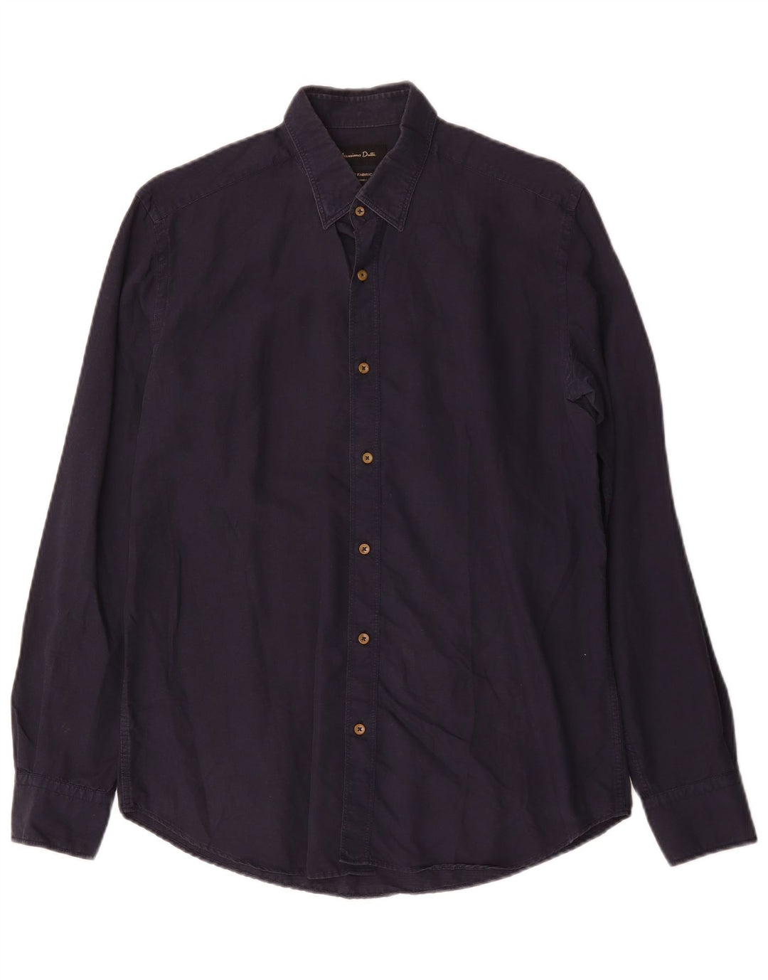 Massimo Dutti Mens Shirt Medium Navy Blue Cotton