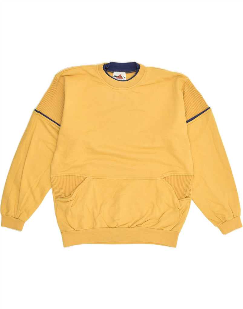 VINTAGE Mens Sweatshirt Jumper XL Yellow Cotton | Vintage Vintage | Thrift | Second-Hand Vintage | Used Clothing | Messina Hembry 