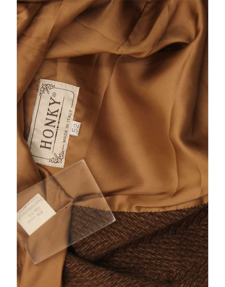Vintage Mens 2 Button Blazer Jacket IT 52 XL Brown Herringbone Wool