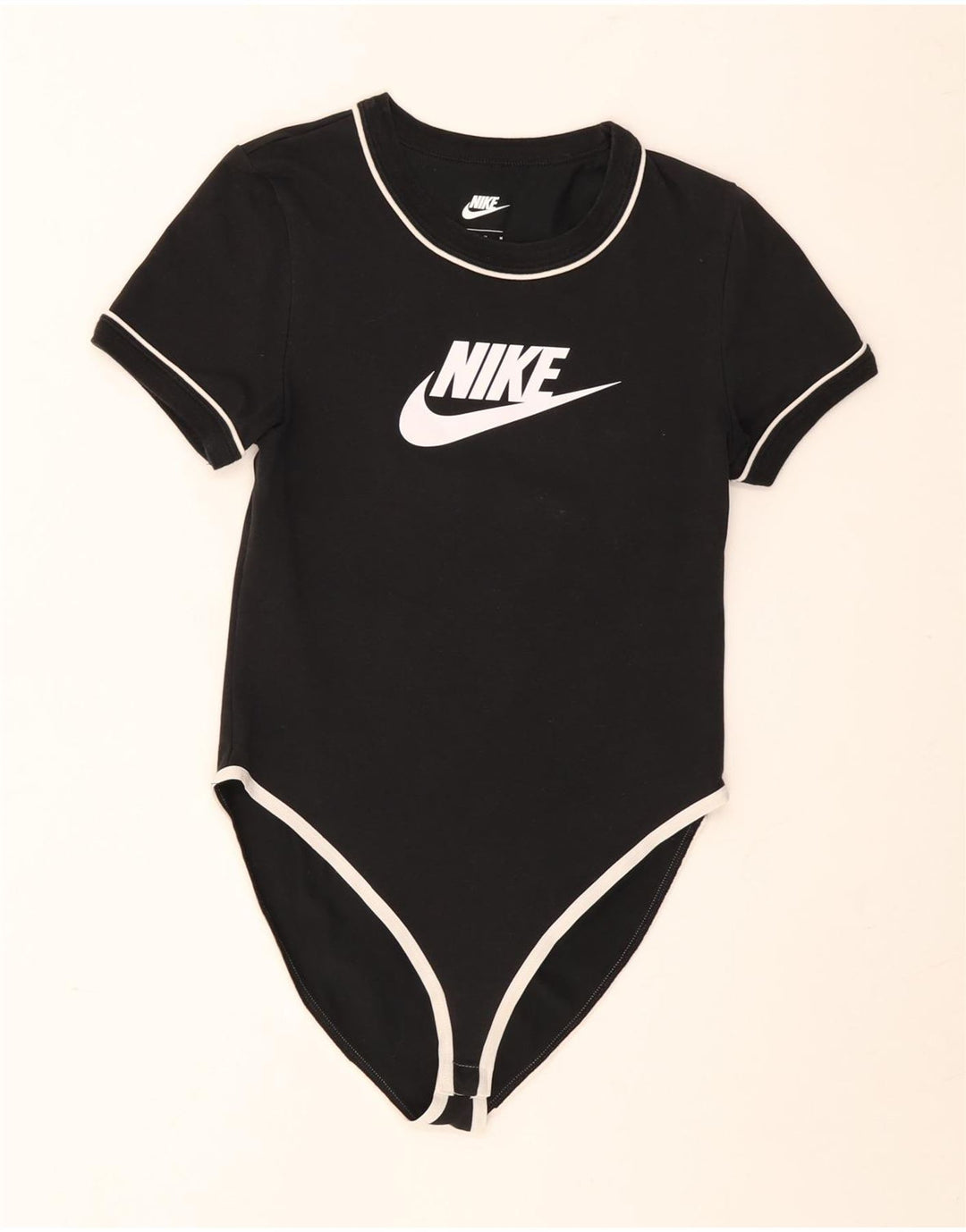 Nike Womens Graphic Bodysuit UK 12 Medium Black Cotton