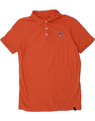 PENGUIN Boys Polo Shirt 10-11 Years Orange Cotton