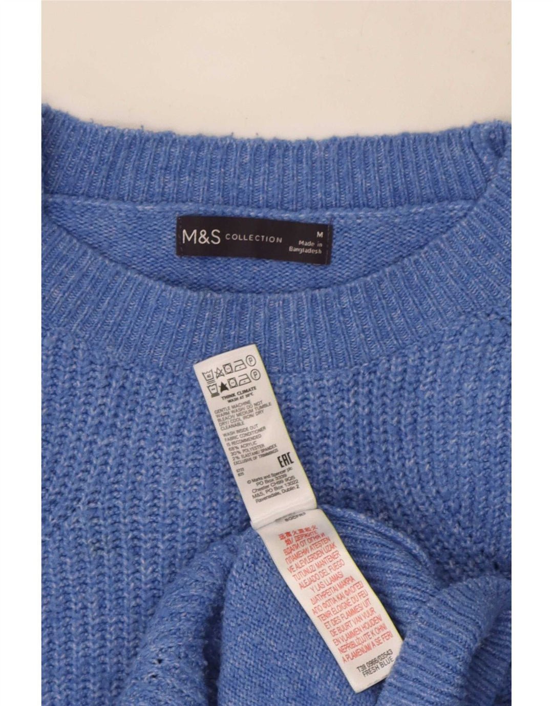 Marks & Spencer Womens Oversized Crew Neck Jumper Sweater UK 14 Medium Blue