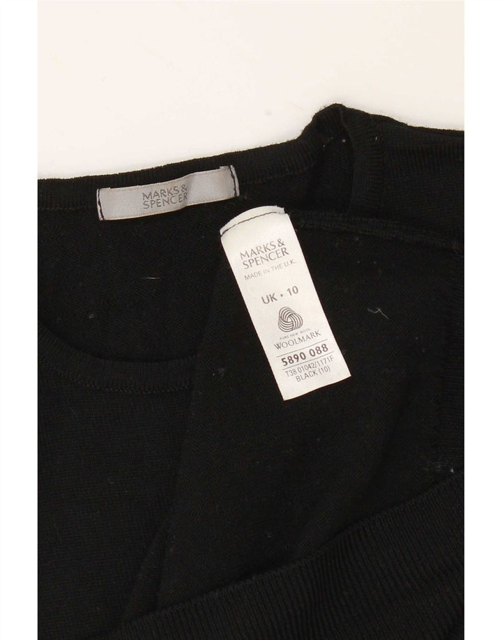 Marks & Spencer Womens Crew Neck Jumper Sweater UK 10 Small Black Wool