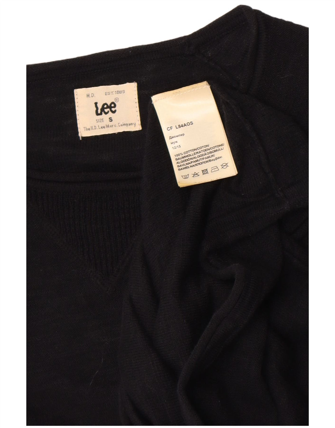 Lee Mens Crew Neck Jumper Sweater Small Black Cotton