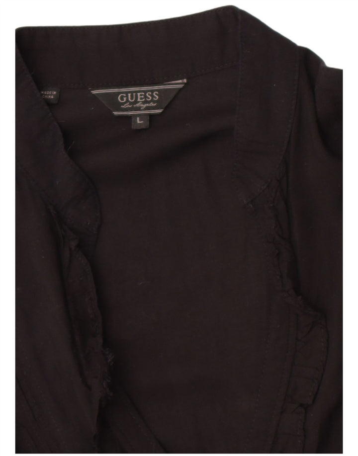 Guess Womens Shirt Blouse UK 14 Large Black