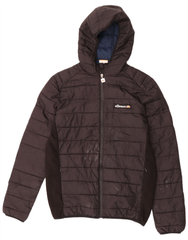Ellesse Mens Hooded Padded Jacket UK 36 Small Black Nylon