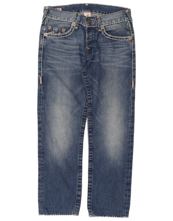 True Religion Womens Straight Jeans W31 L28 Blue Cotton