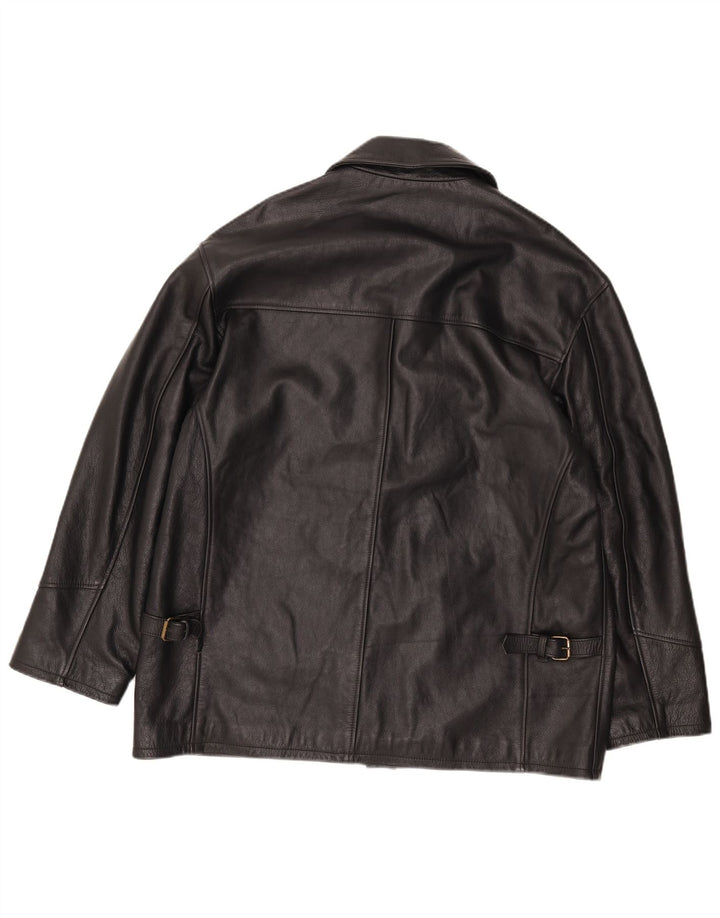 Vintage Mens Leather Jacket IT 52 XL Black Leather
