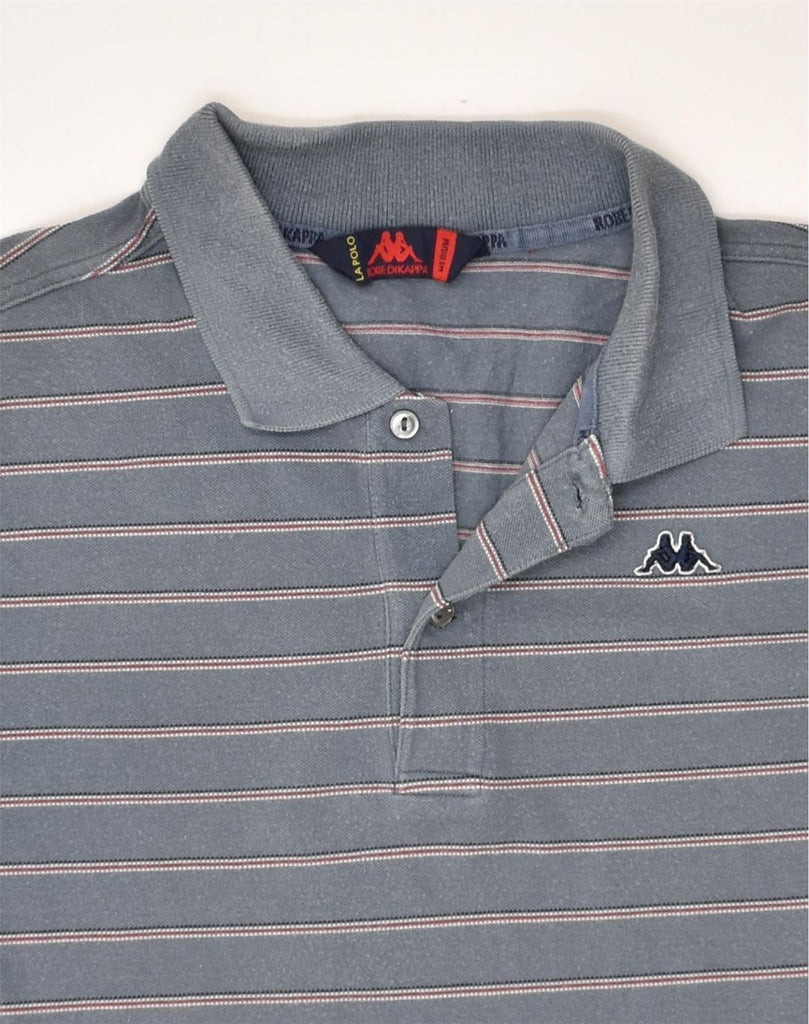 KAPPA Mens Polo Shirt Medium Grey Striped Cotton | Vintage Kappa | Thrift | Second-Hand Kappa | Used Clothing | Messina Hembry 