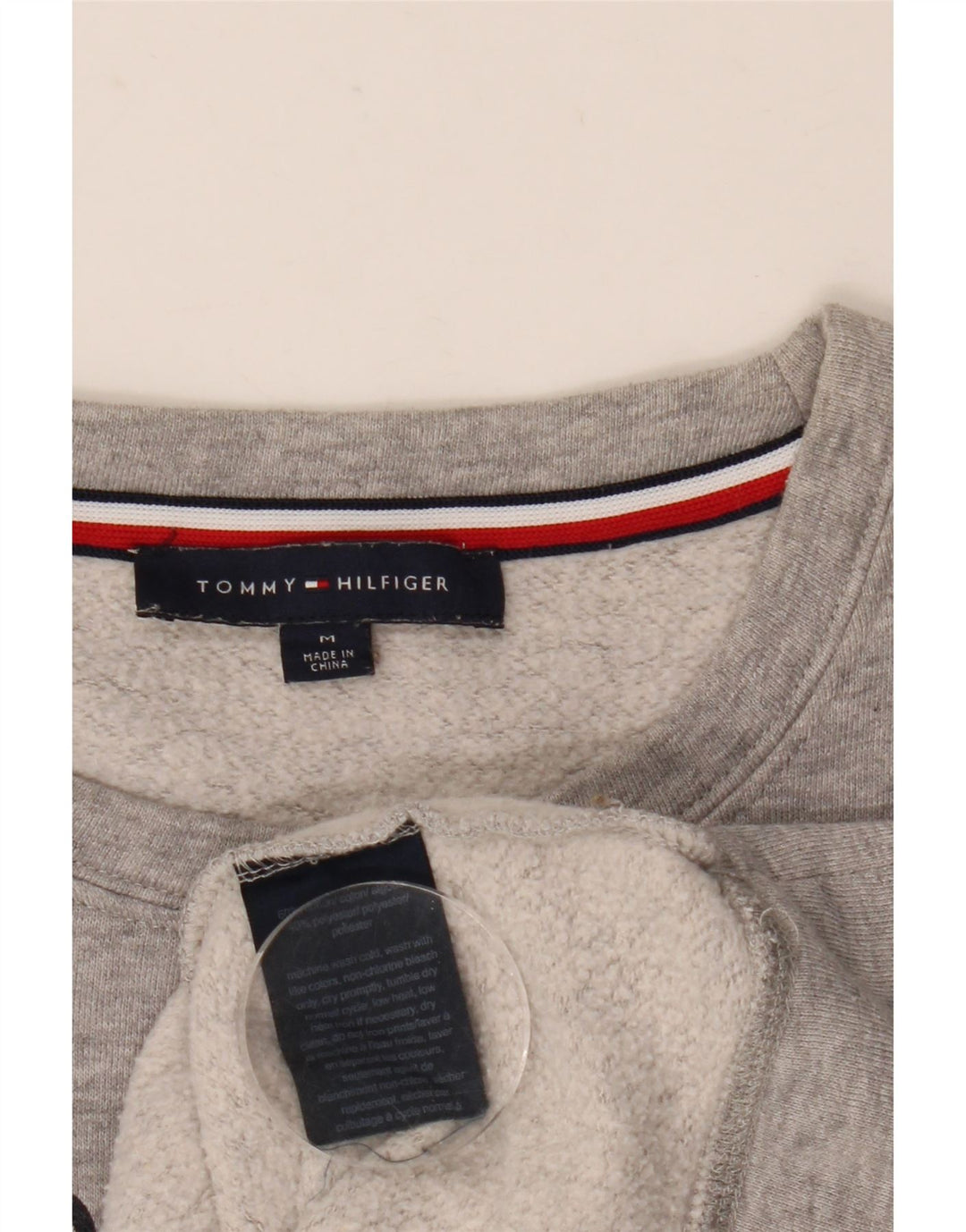 Tommy Hilfiger Womens Graphic Sweatshirt Jumper UK 14 Medium Grey Flecked
