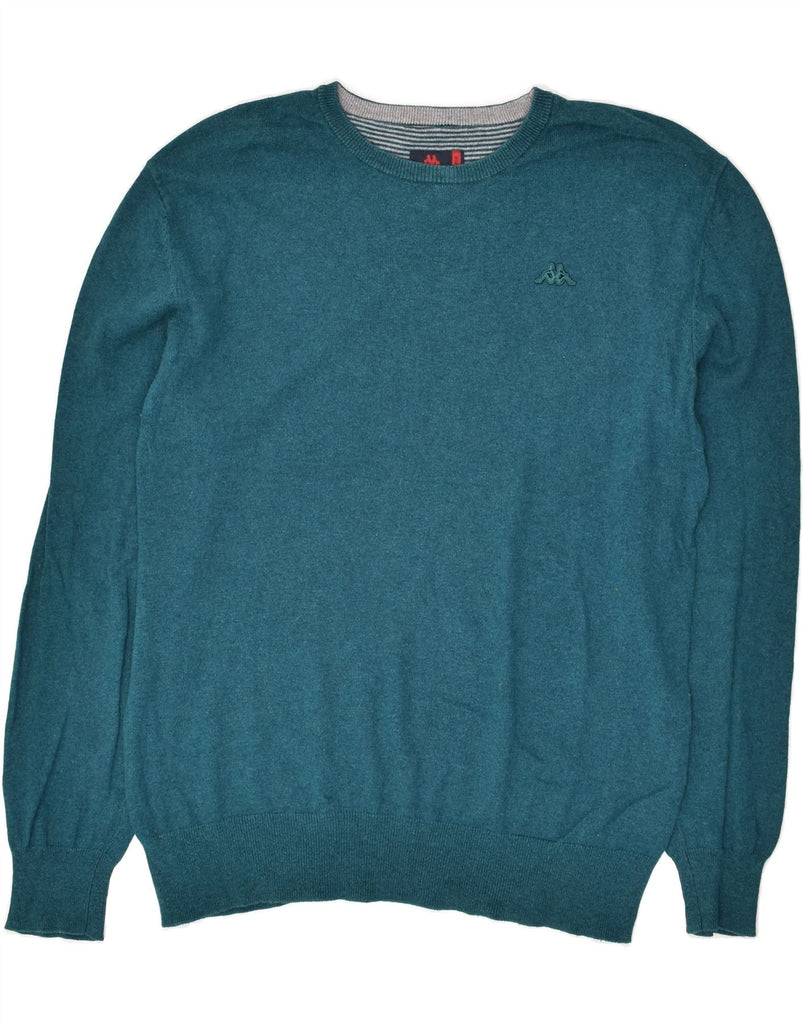 KAPPA Mens Crew Neck Jumper Sweater Large Turquoise Cotton | Vintage Kappa | Thrift | Second-Hand Kappa | Used Clothing | Messina Hembry 