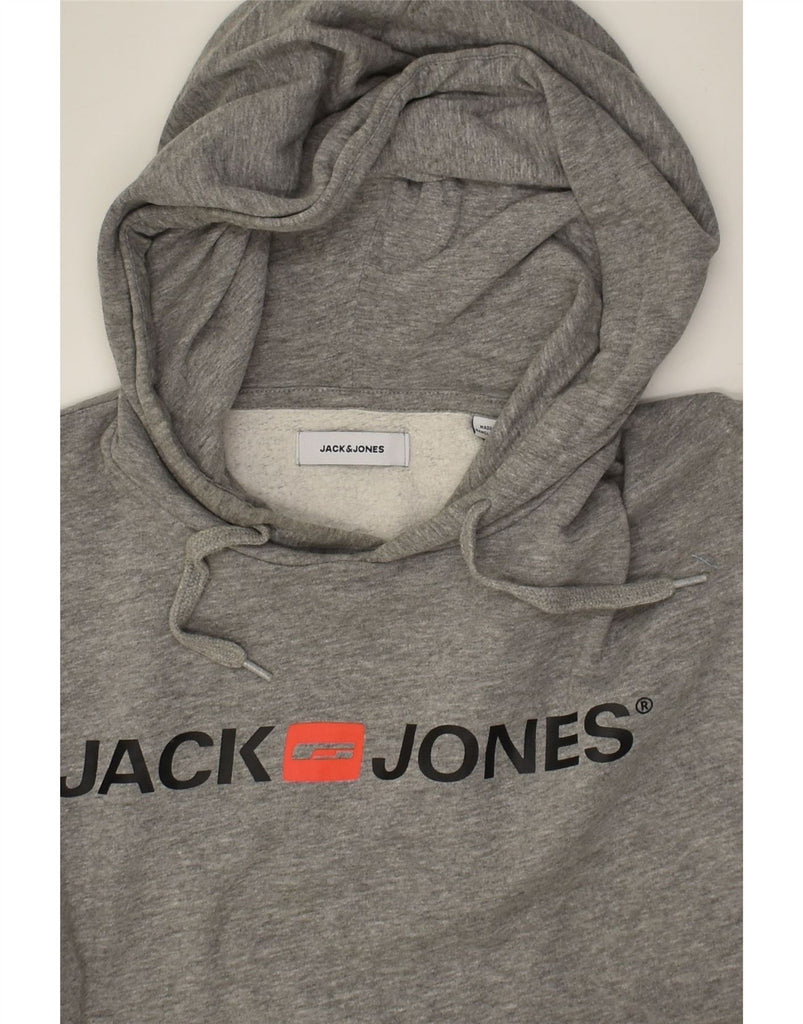 JACK & JONES Mens Graphic Hoodie Jumper Medium Grey Cotton | Vintage Jack & Jones | Thrift | Second-Hand Jack & Jones | Used Clothing | Messina Hembry 