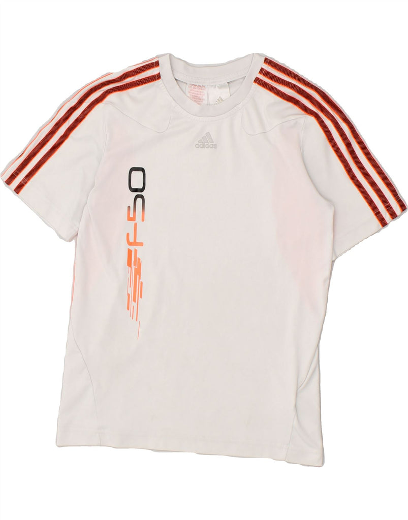 ADIDAS Boys Graphic T-Shirt Top 11-12 Years White Colourblock Polyester | Vintage Adidas | Thrift | Second-Hand Adidas | Used Clothing | Messina Hembry 