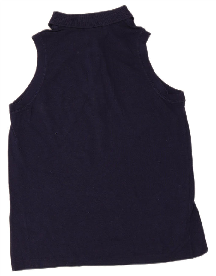 Lacoste Womens Sleeveless Polo Shirt Size 40 Medium Navy Blue Cotton