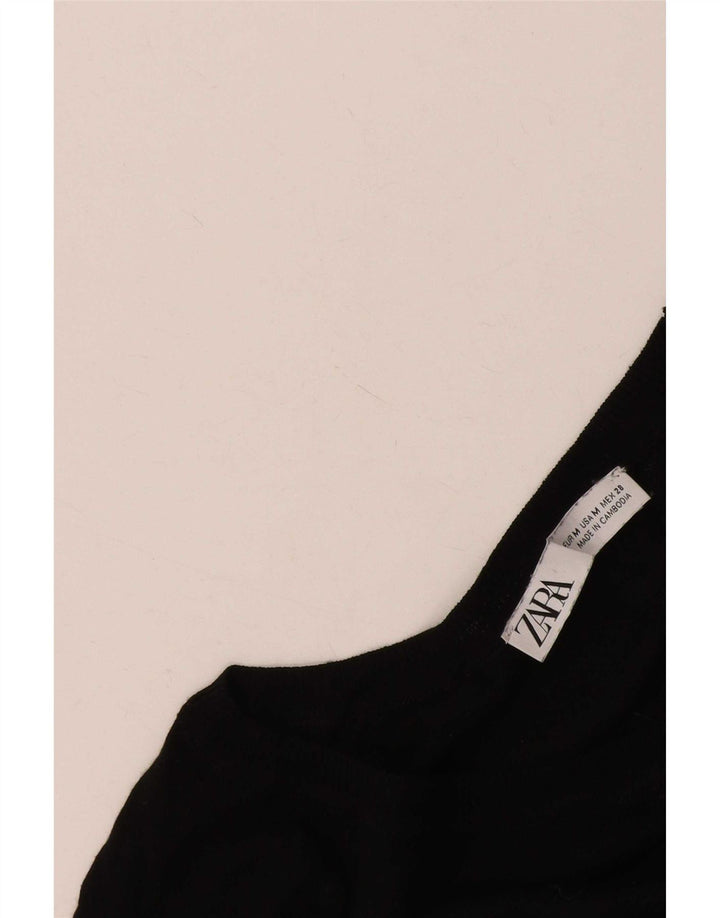 Zara Womens Boat Neck Jumper Sweater UK 14 Medium Black