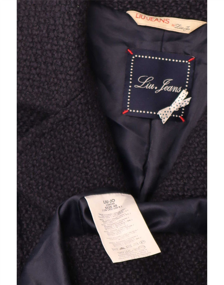 Liu Jo Womens Overcoat IT 40 Small Navy Blue Wool