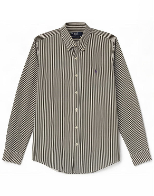 Polo Ralph Lauren Mens Custom Fit Shirt Small Green Striped Cotton