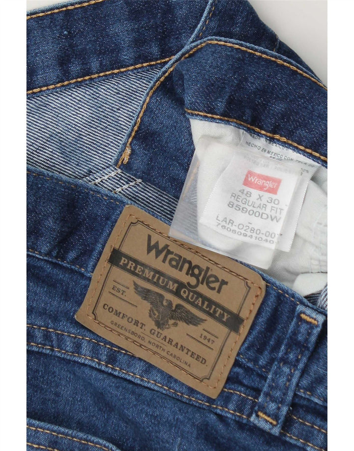 Wrangler Mens Regular Fit Straight Jeans W48 L30 Blue Cotton