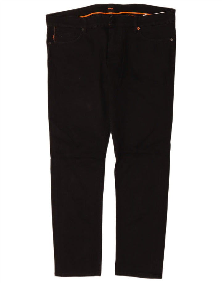HUGO BOSS Mens Delaware Slim Fit Casual Trousers W36 L30 Black Cotton