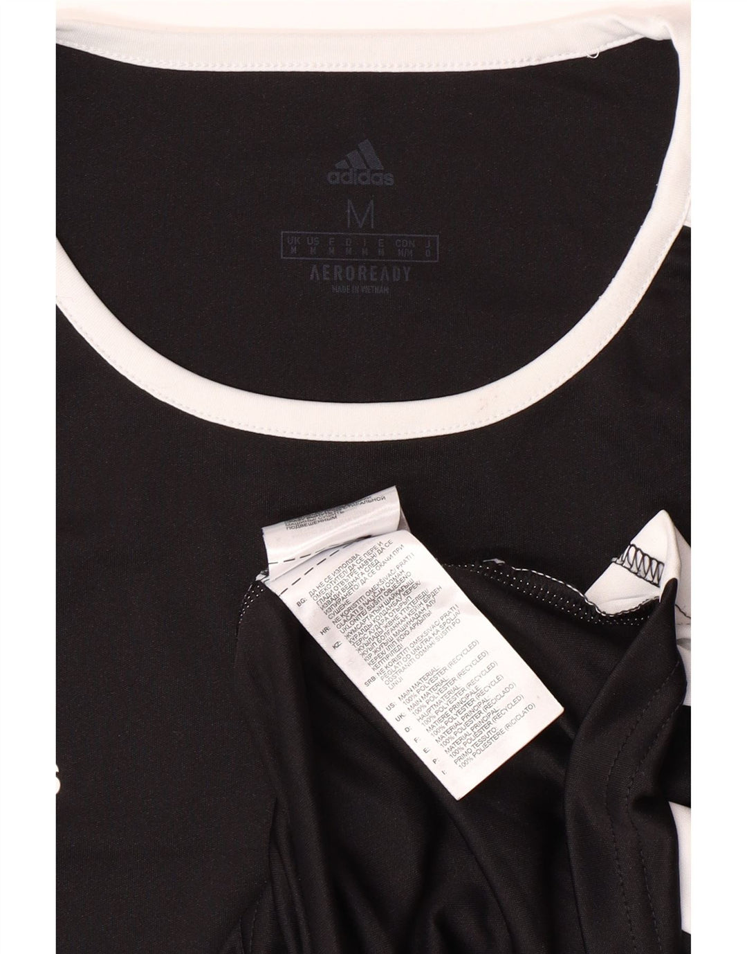 ADIDAS Mens Aeroready T-Shirt Top Medium Black Colourblock Polyester