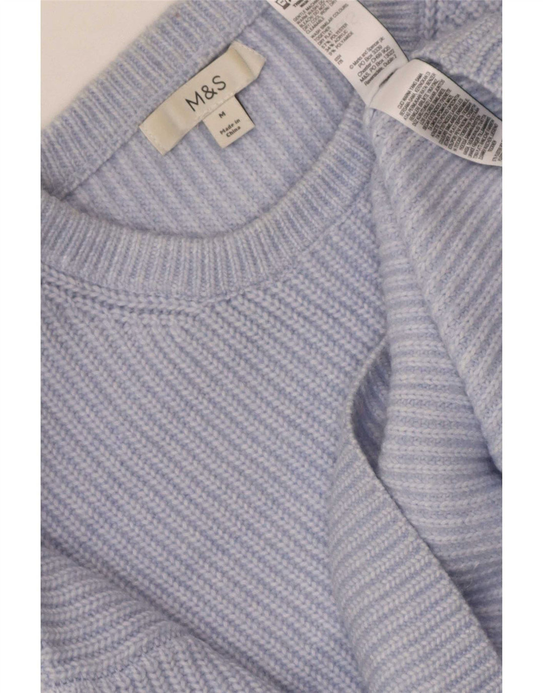 Marks & Spencer Womens Crew Neck Jumper Sweater UK 14 Medium Blue Polyester