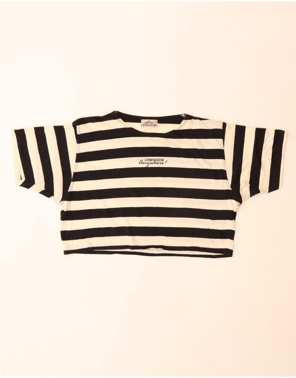 Gymnasium Womens Crop Graphic T-Shirt Top UK 12 Medium Black Cotton