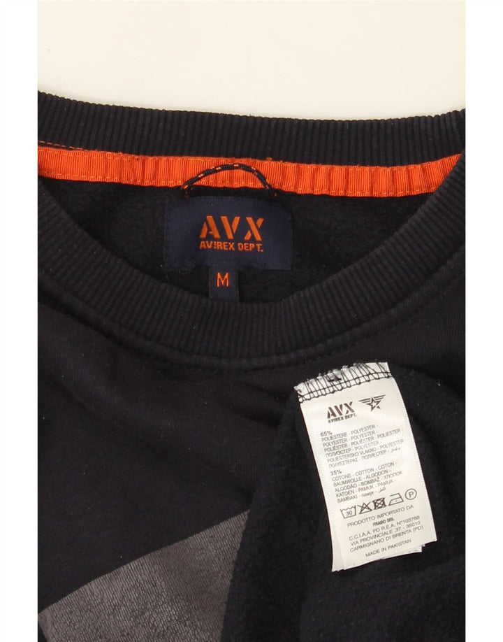 Avirex Mens Graphic Sweatshirt Jumper Medium Navy Blue Cotton