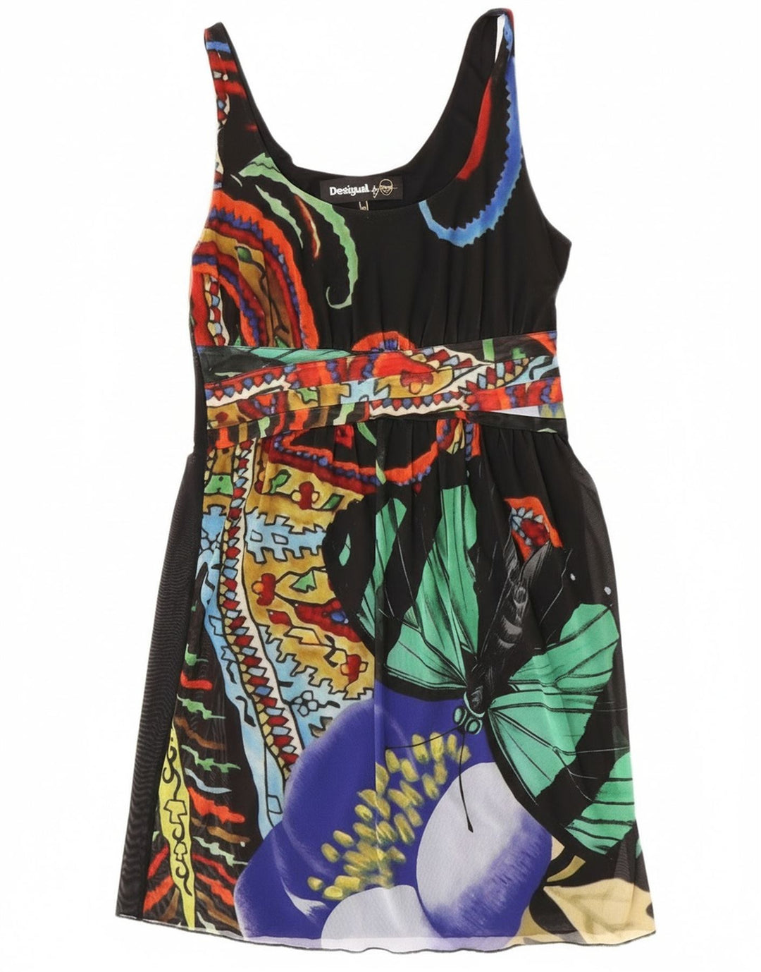 Desigual Girls Abstract Pattern Sundress 15-16 Years 2XL Black Butterfly