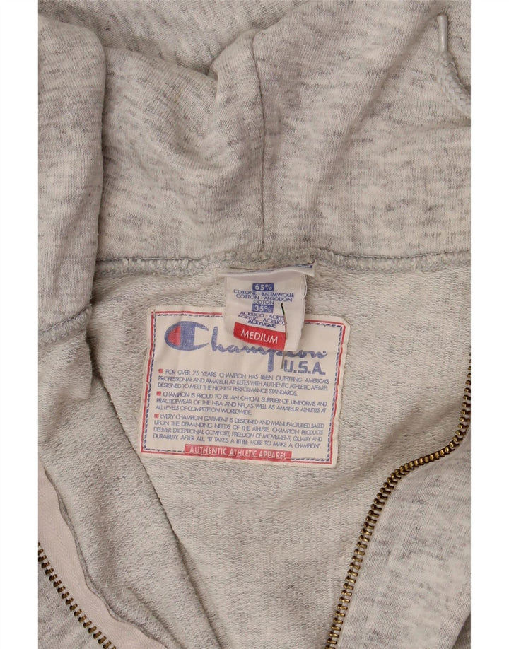 CHAMPION Womens Crop Zip Hoodie Sweater UK 14 Medium Grey Flecked