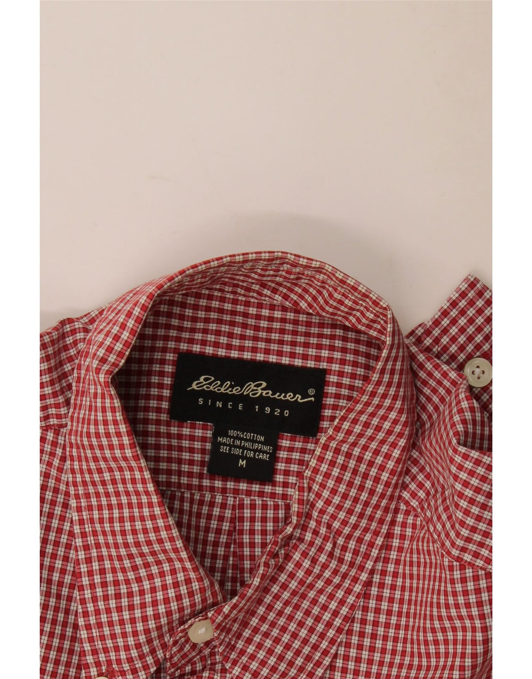 Eddie Bauer Mens Shirt Medium Red Check Cotton
