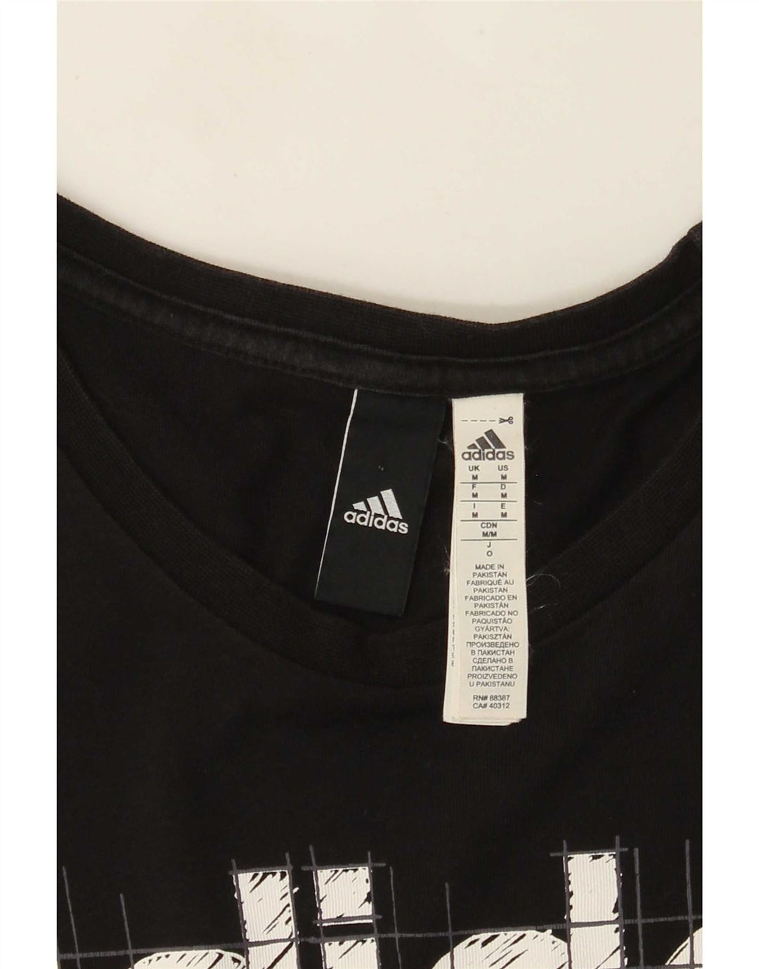 Adidas Mens Graphic T-Shirt Top Medium Black Cotton