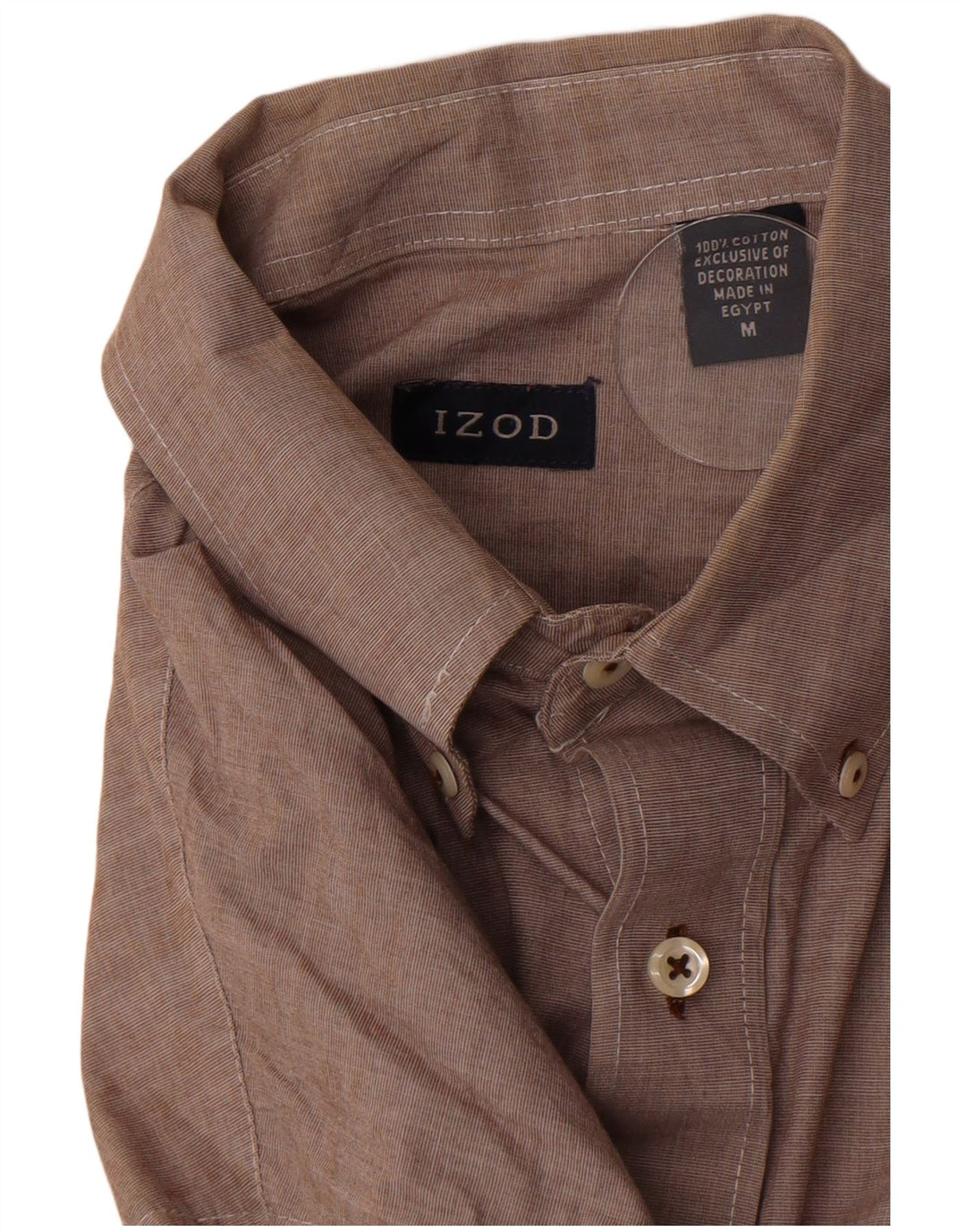 Izod Mens Shirt Medium Brown Cotton