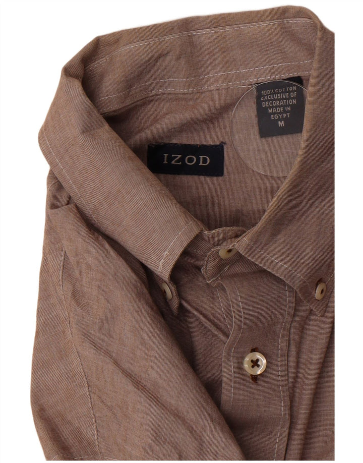 Izod Mens Shirt Medium Brown Cotton