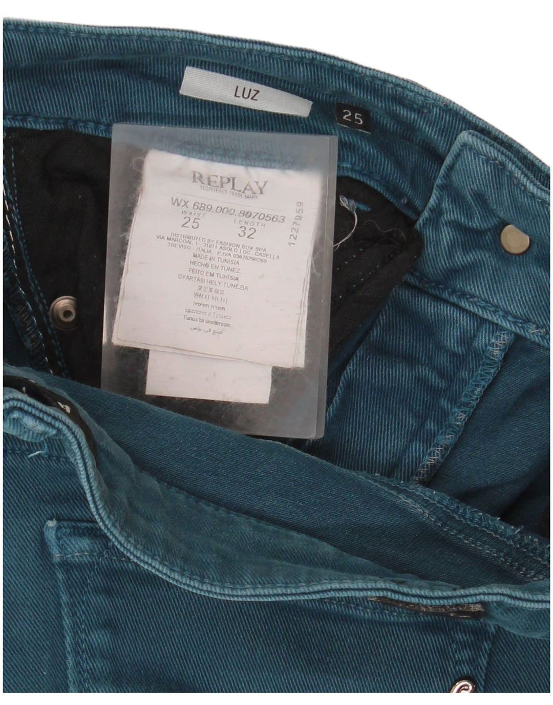 Replay Womens Luz Slim Jeans W25 L27 Blue Cotton