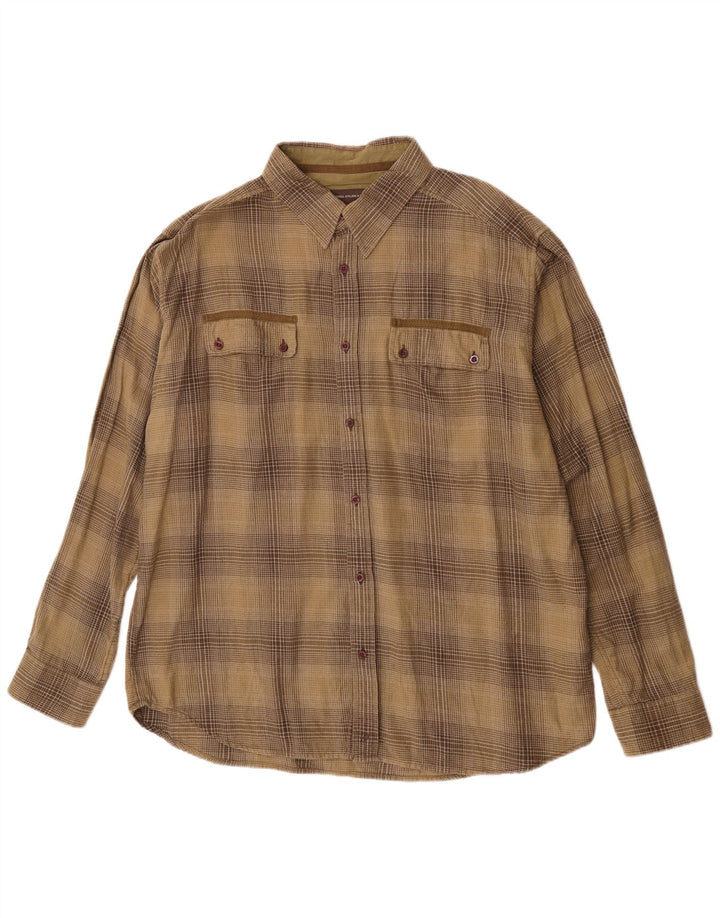 Wrangler Mens Flannel Shirt 2XL Khaki Check Cotton