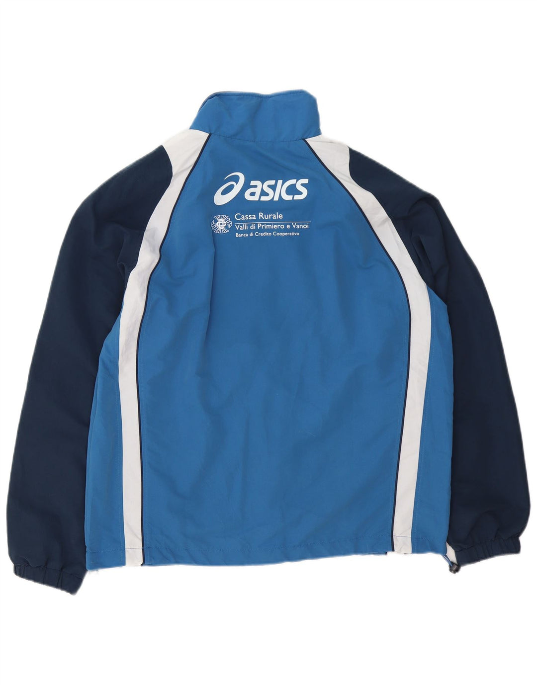 ASICS Mens Graphic Tracksuit Top Jacket Large Blue Colourblock Polyester