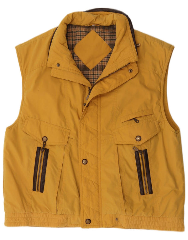 Vintage Mens Utility Gilet UK 42 XL Yellow Polyester
