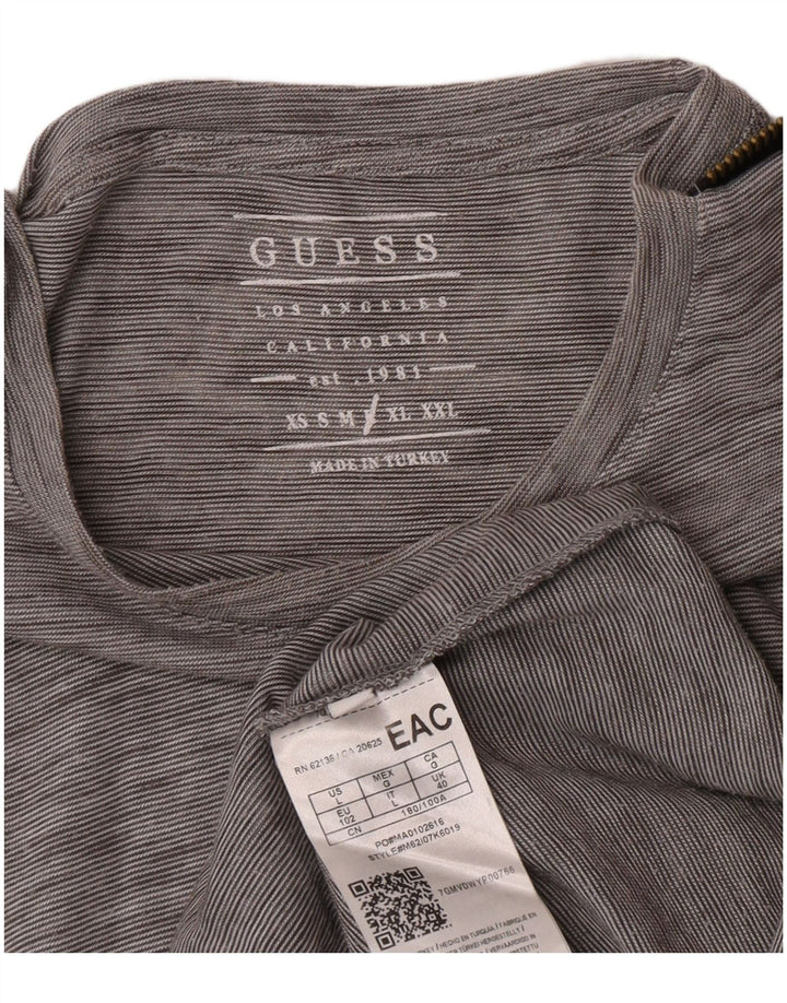 Guess Mens T-Shirt Top Large Grey Flecked Polyester