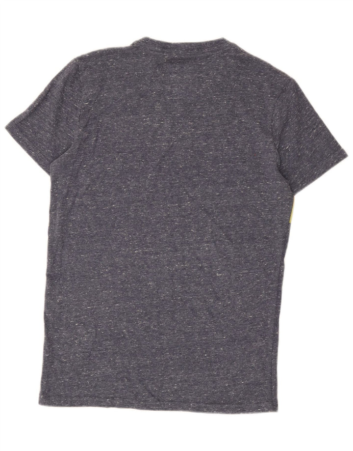 Superdry Mens Graphic T-Shirt Top Small Blue Flecked Cotton